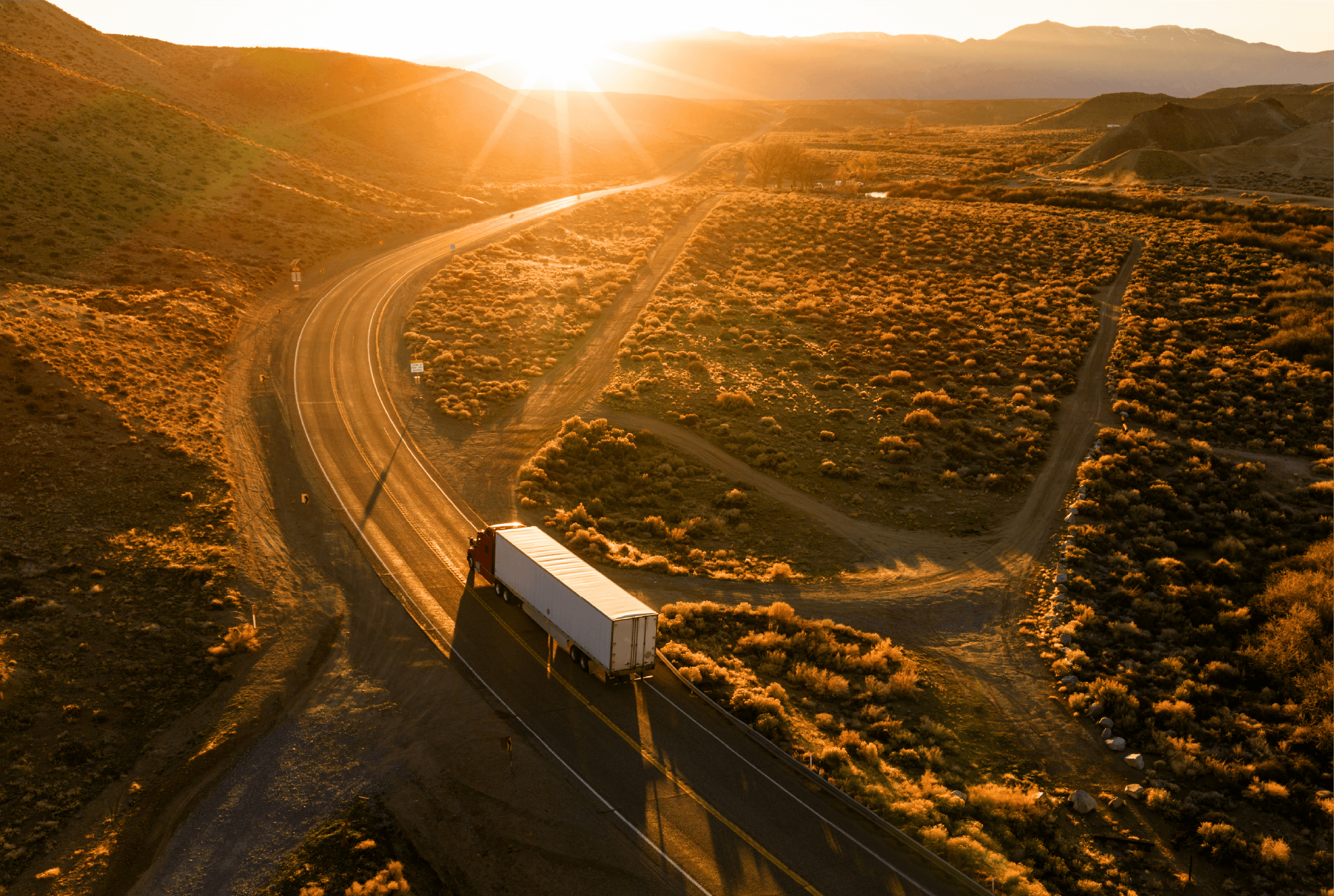 Truck driving on a sunny day