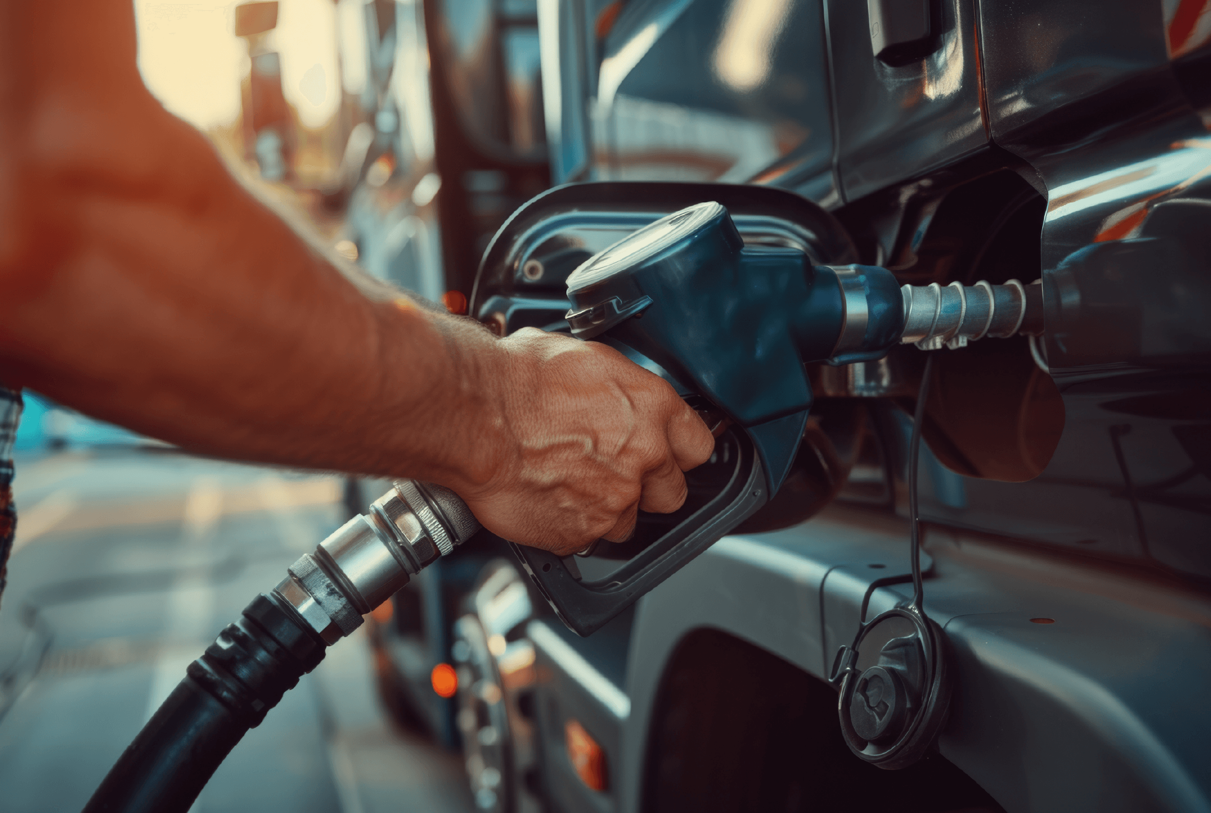 Man parked at a truck stop fueling up using his LoadPay card