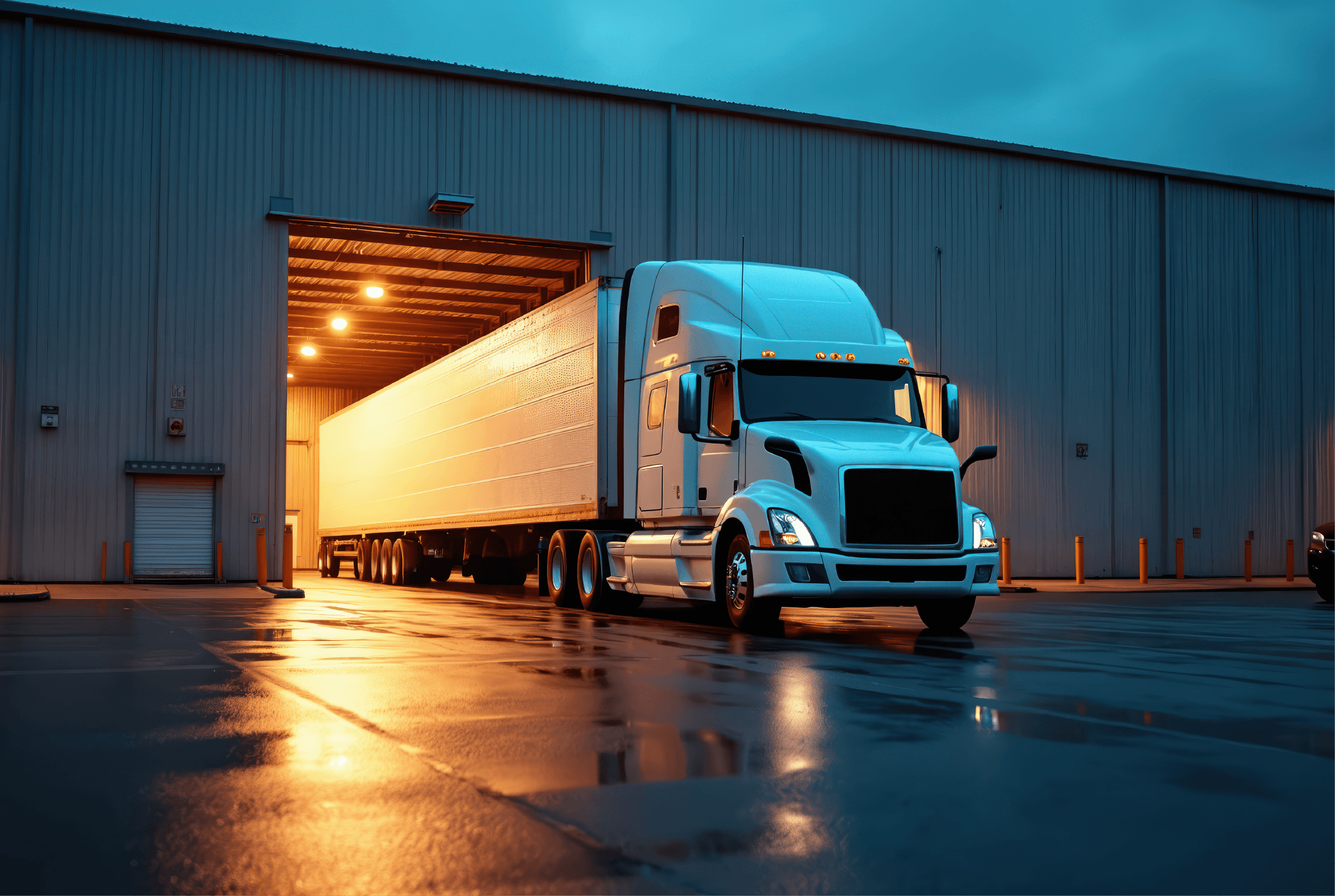 Truck in a covered loading dock