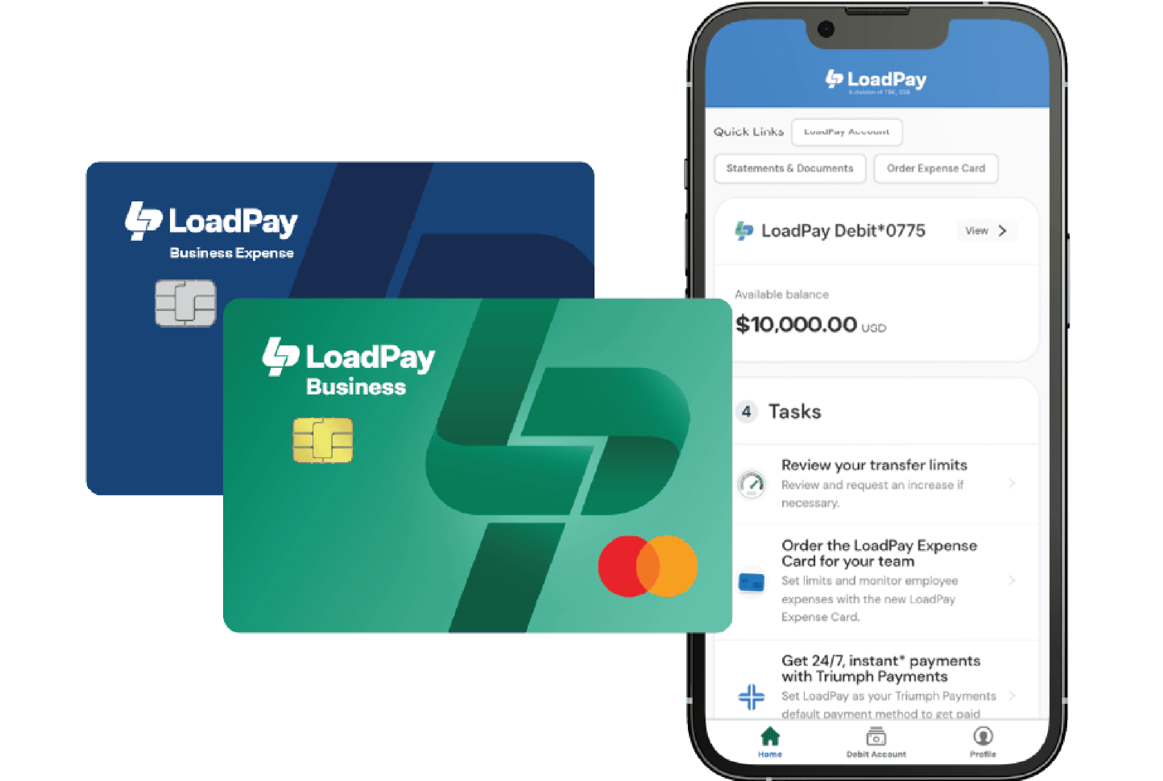 LoadPay debit card interface