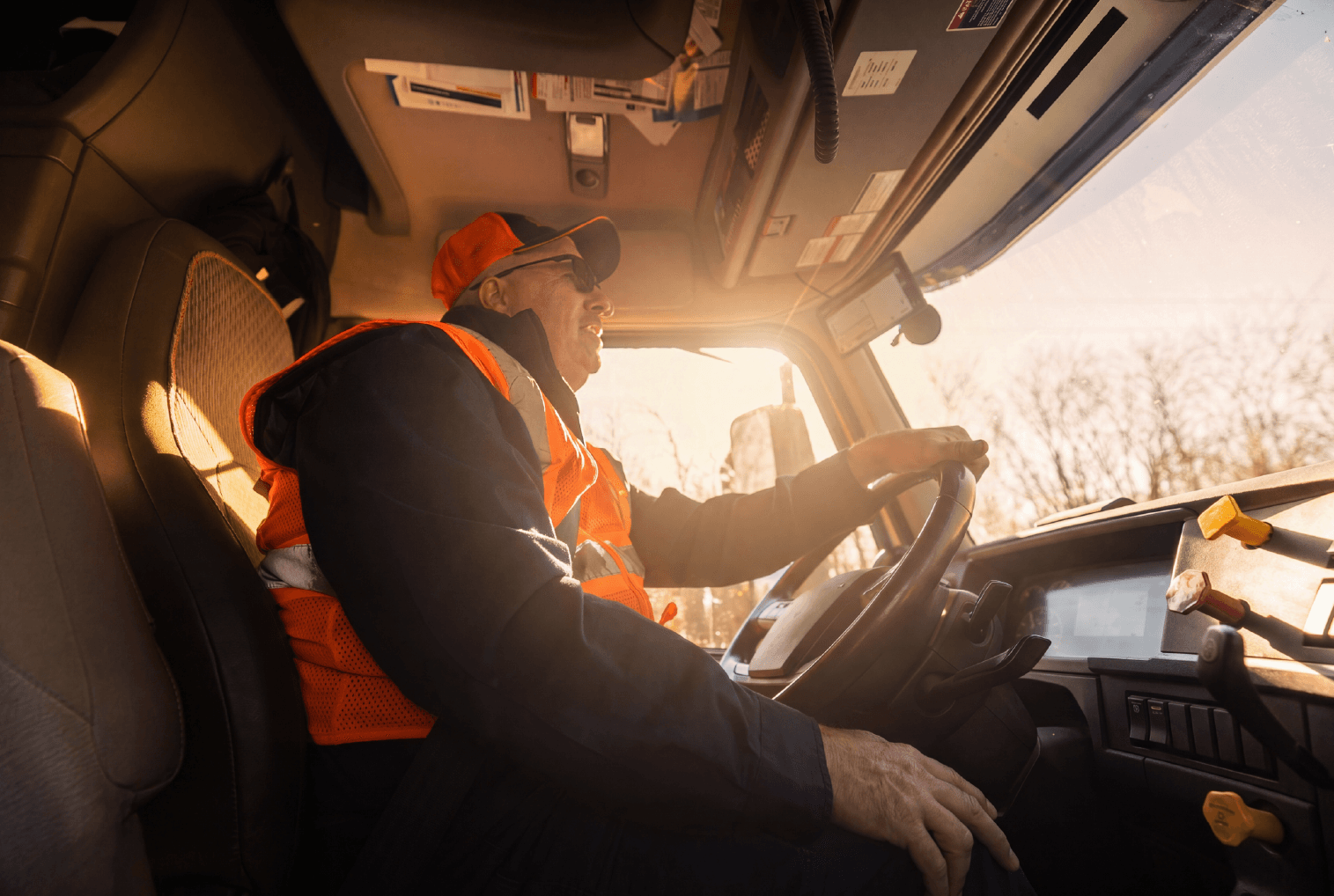 Man inside of truck parking for unloading of shipment