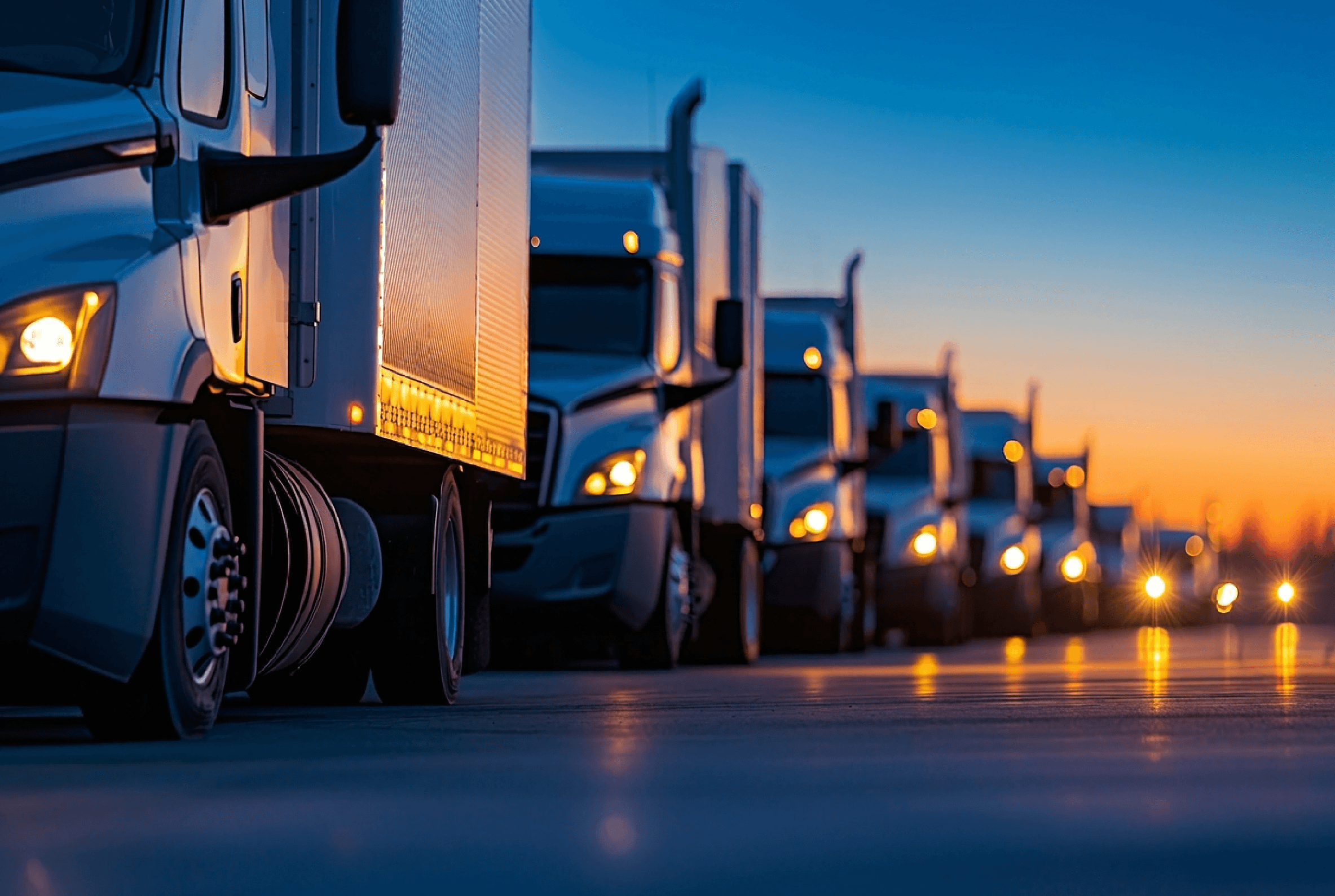 Small fleet of trucks on the road