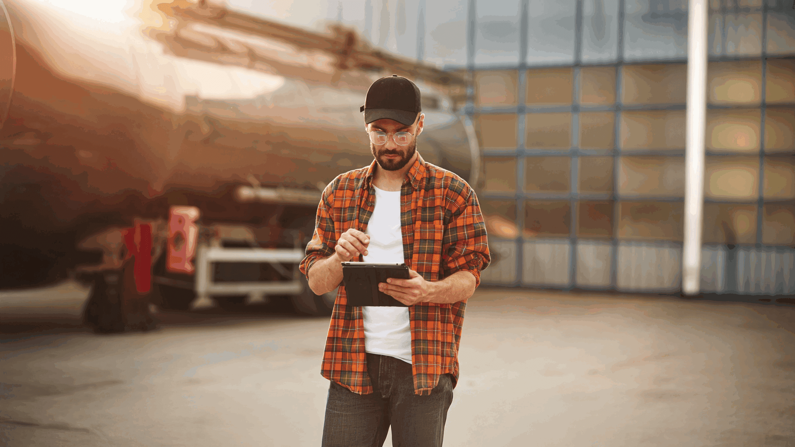 Man checking data on his device